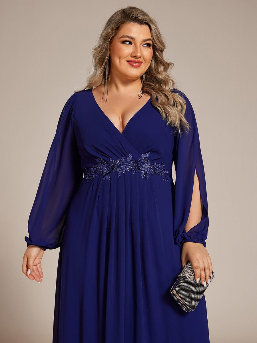 ever AMOUR|Lantern Long Slit Sleeve Maxi Mother of The Bride Dress