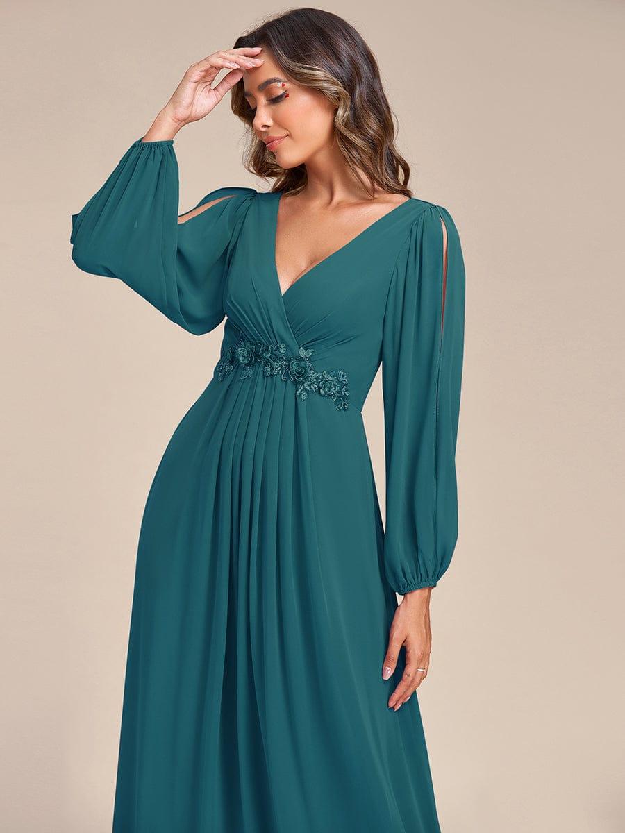 ever AMOUR|Lantern Long Slit Sleeve Maxi Mother of The Bride Dress