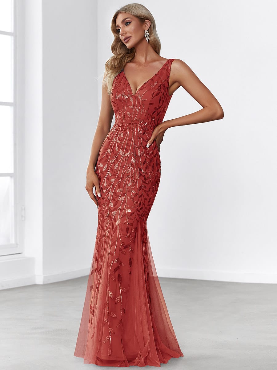 ever ORIEL|Women's Double V-Neck Fishtail Sequins Wedding Guest Dress