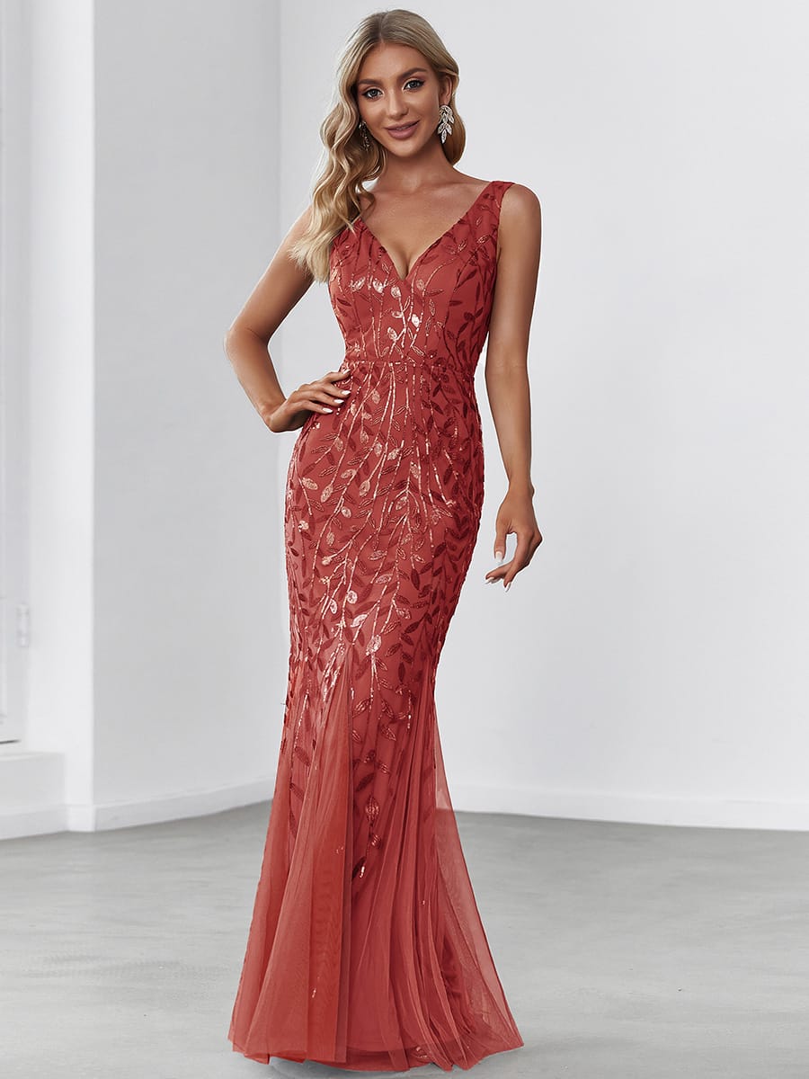 ever ORIEL|Women's Double V-Neck Fishtail Sequins Wedding Guest Dress