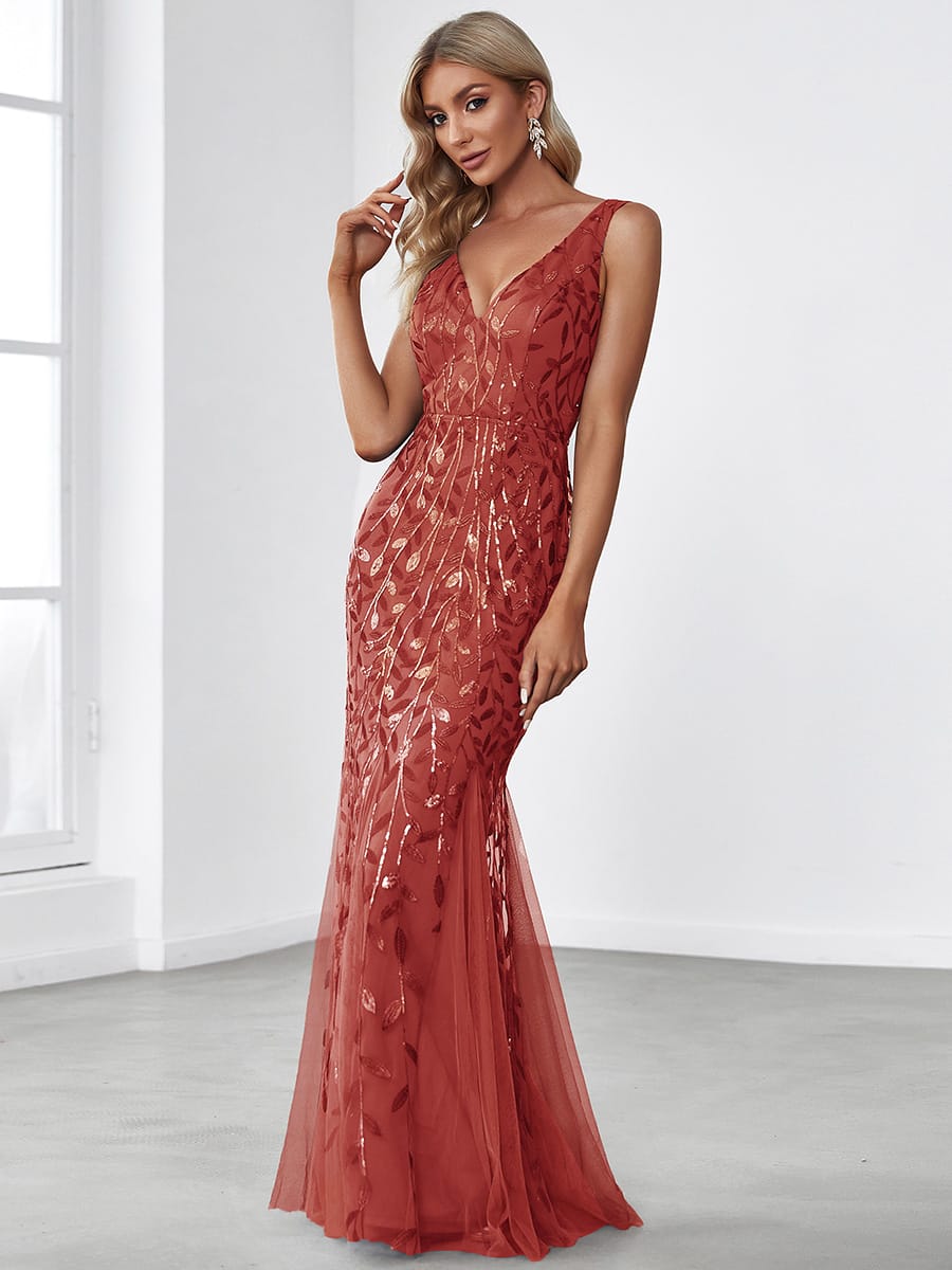 ever ORIEL|Women's Double V-Neck Fishtail Sequins Wedding Guest Dress