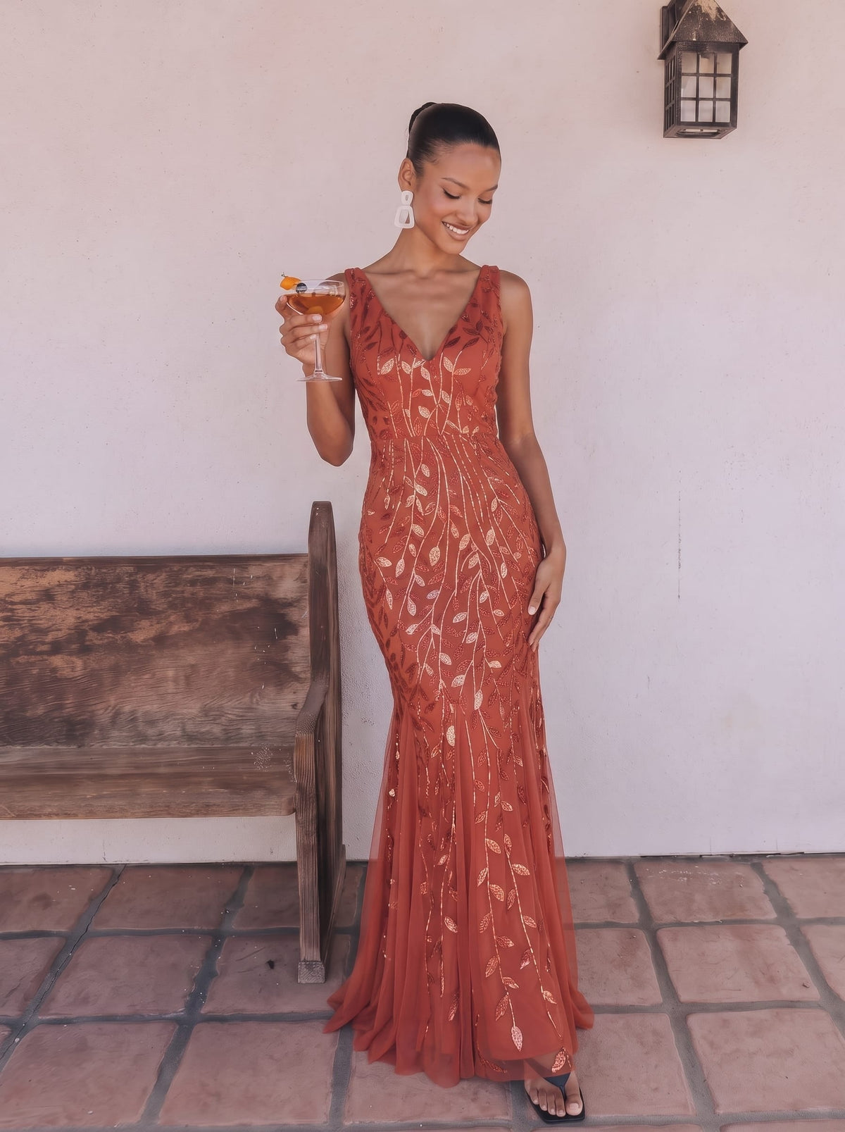 ever ORIEL|Women's Double V-Neck Fishtail Sequins Wedding Guest Dress