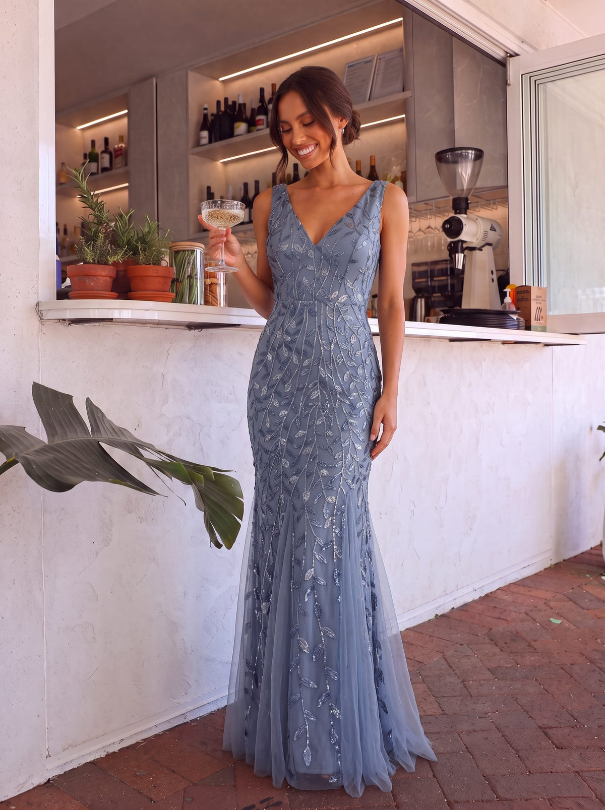 ever ORIEL|Women's Double V-Neck Fishtail Sequins Wedding Guest Dress