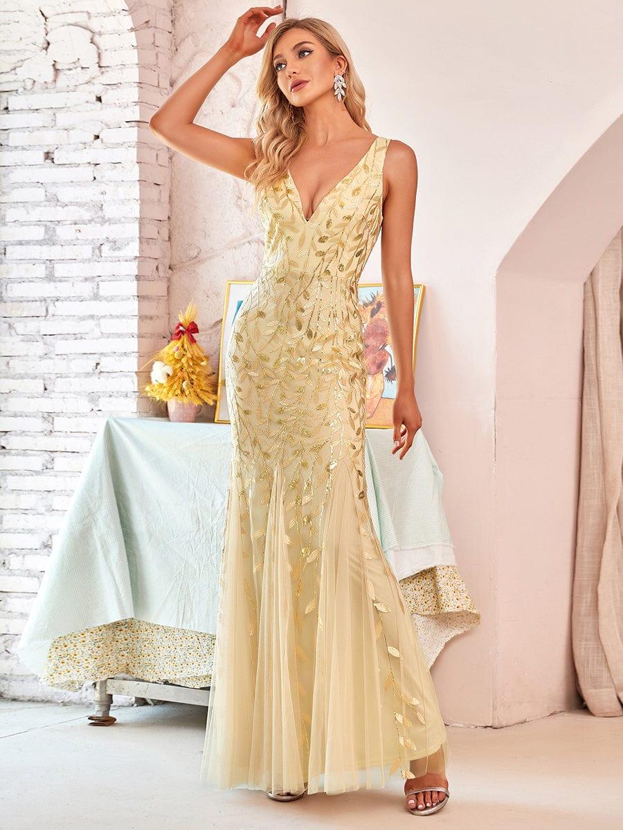ever ORIEL|Women's Double V-Neck Fishtail Sequins Wedding Guest Dress