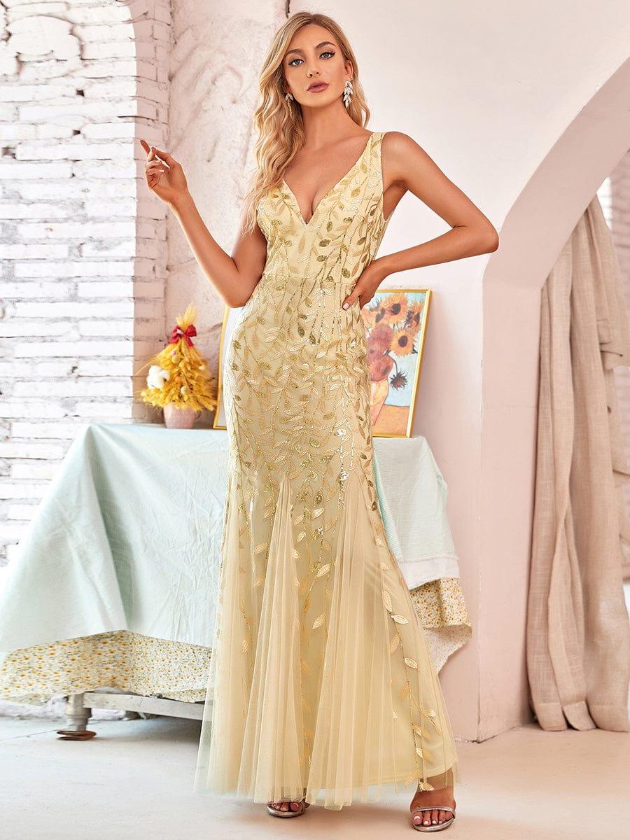 ever ORIEL|Women's Double V-Neck Fishtail Sequins Wedding Guest Dress