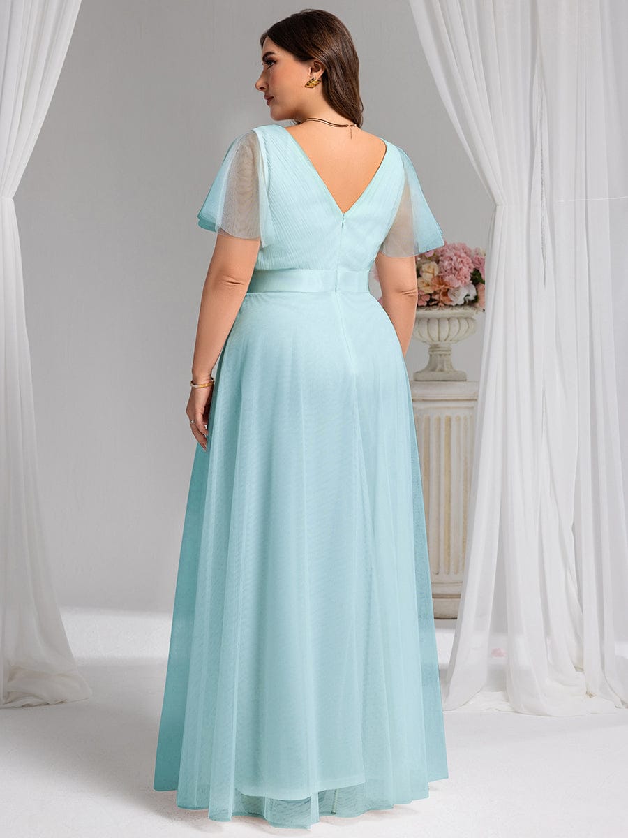 ever MISTE|Double V-Neck Tulle Floor-Length Bridesmaid Dress (Final Sale)