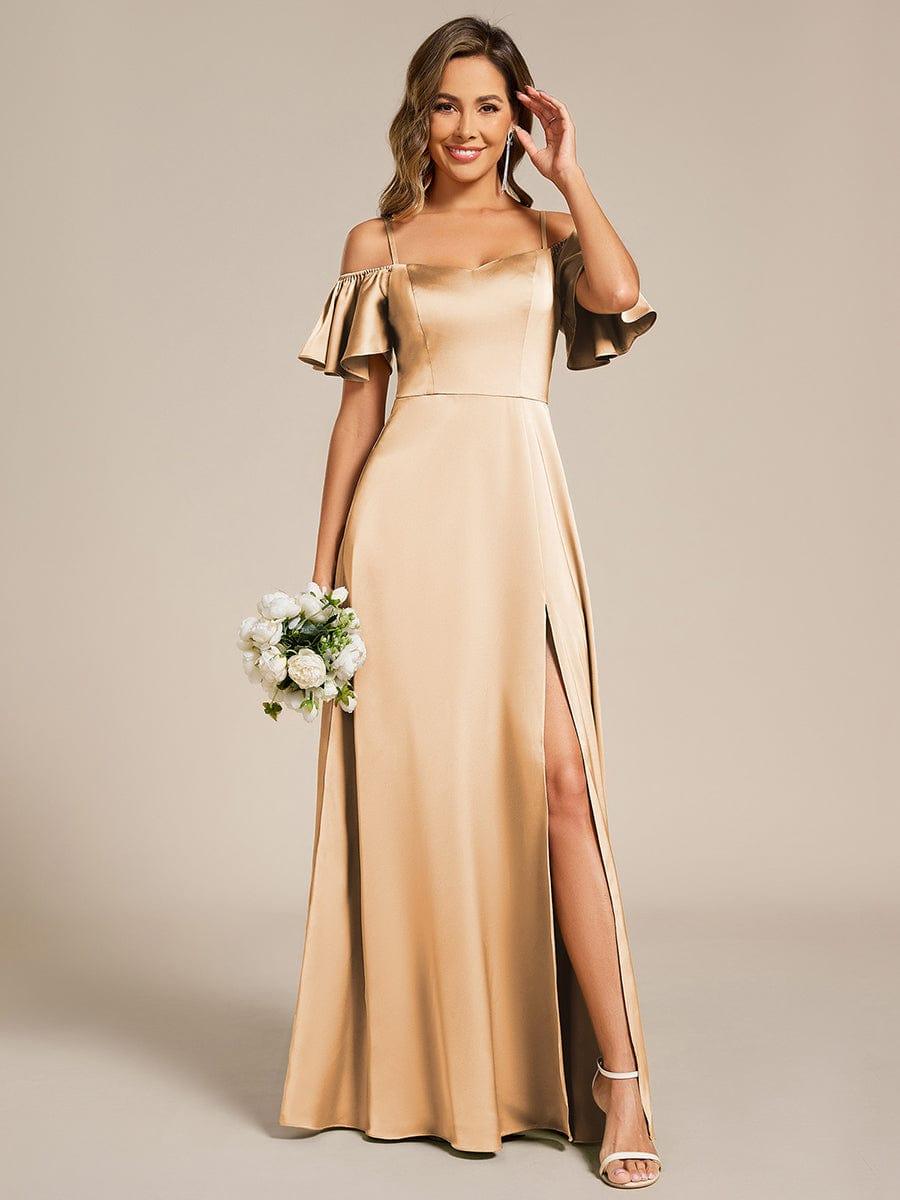 ever AUBREE|Off Shoulder Maxi Satin Bridesmaid Dress