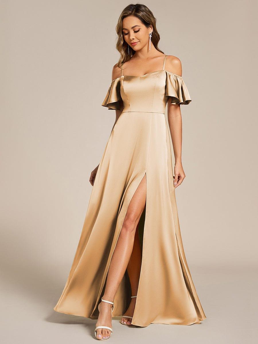 ever AUBREE|Off Shoulder Maxi Satin Bridesmaid Dress