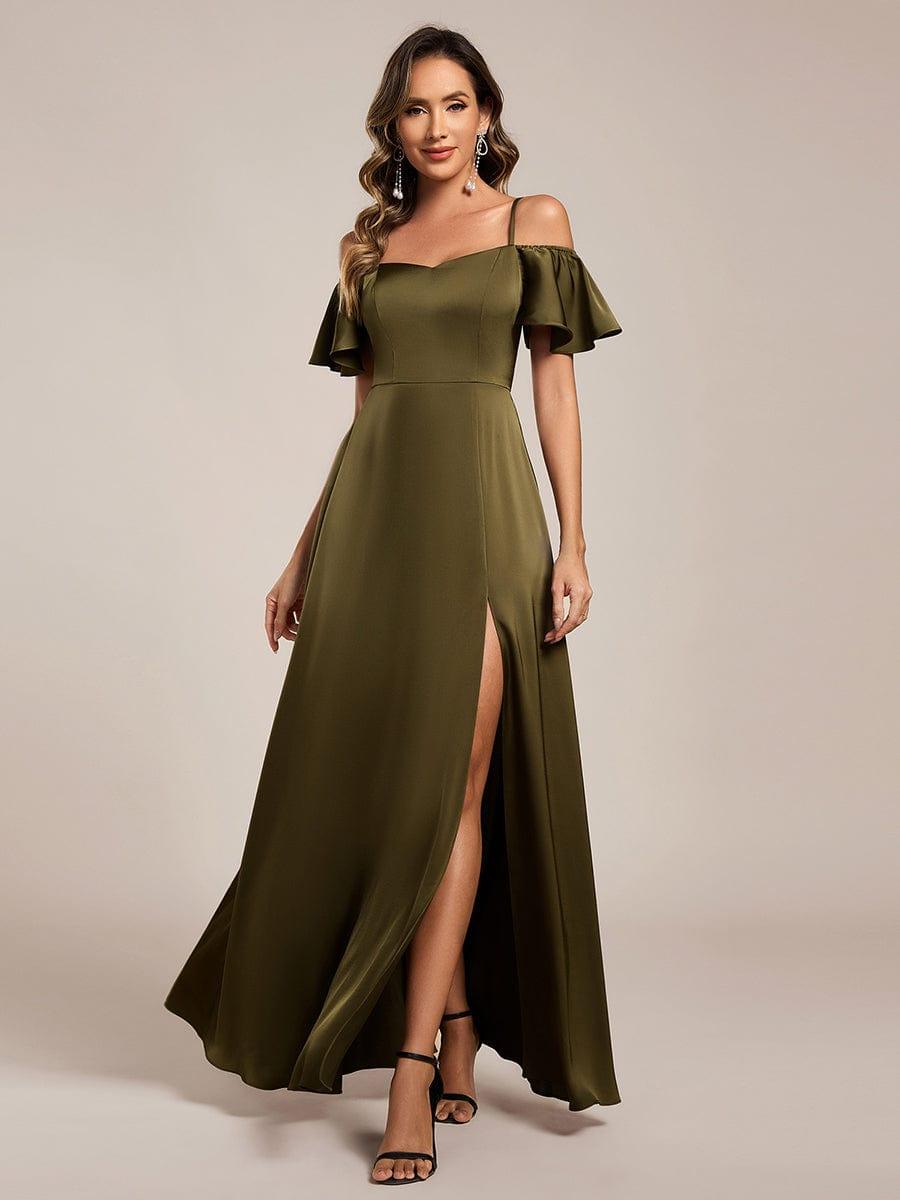 ever AUBREE|Off Shoulder Maxi Satin Bridesmaid Dress