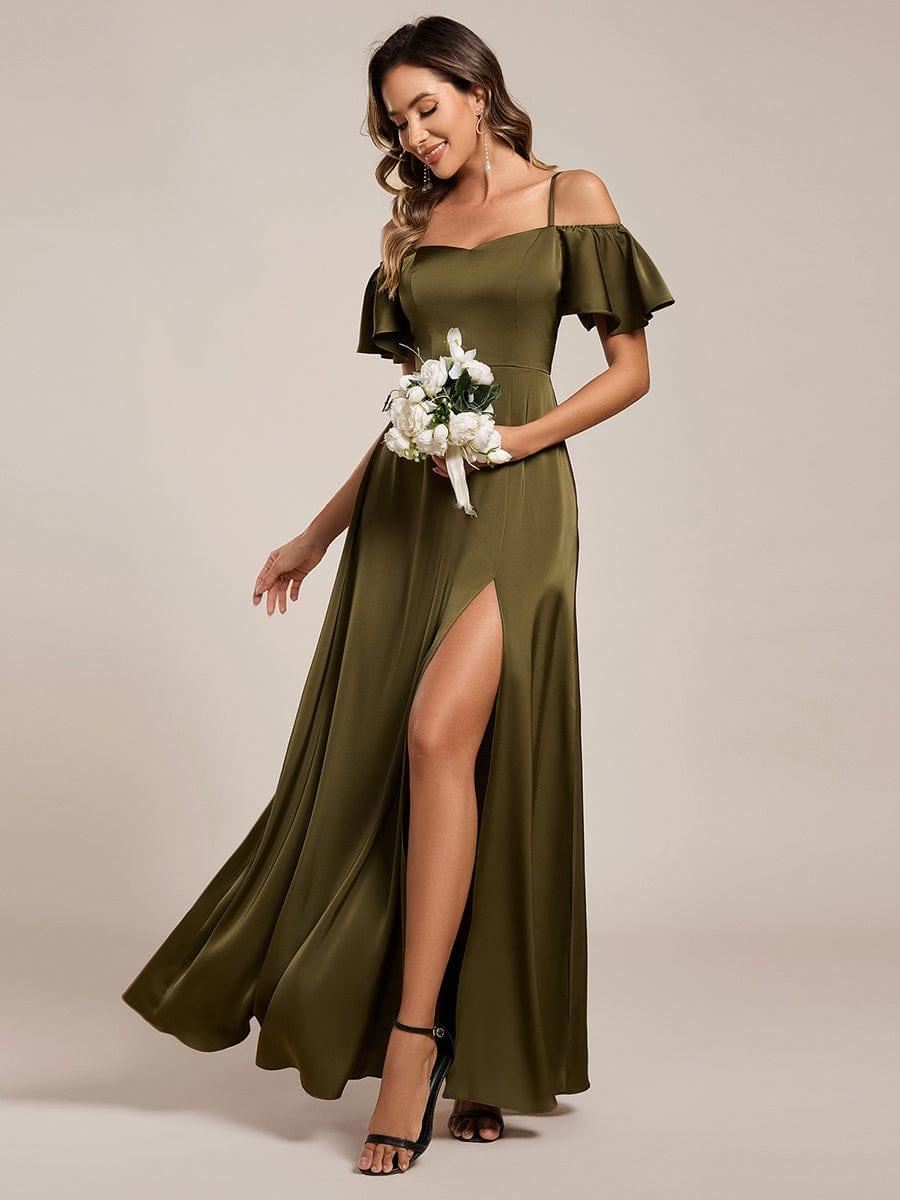 ever AUBREE|Off Shoulder Maxi Satin Bridesmaid Dress