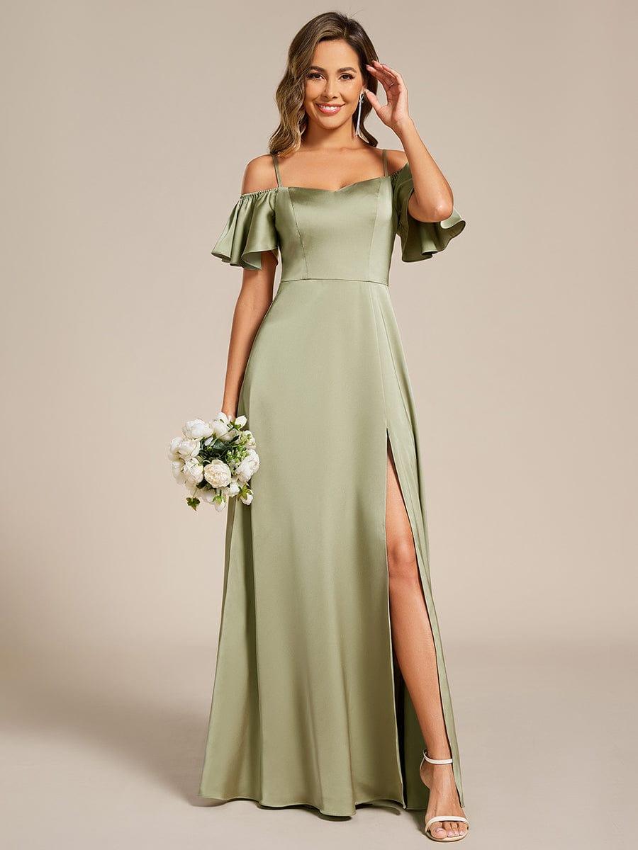 ever AUBREE|Off Shoulder Maxi Satin Bridesmaid Dress