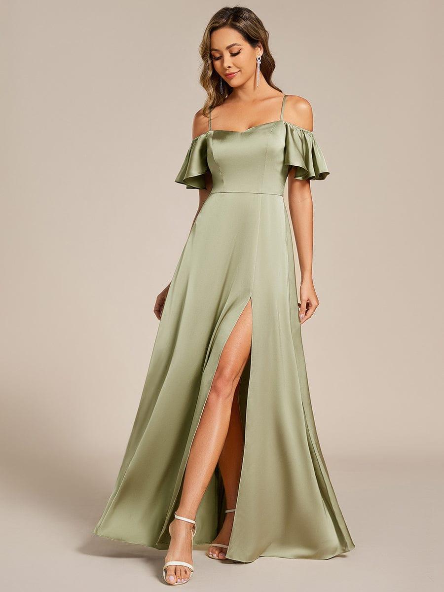 ever AUBREE|Off Shoulder Maxi Satin Bridesmaid Dress