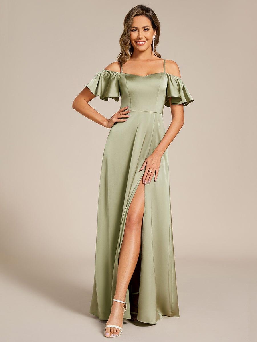ever AUBREE|Off Shoulder Maxi Satin Bridesmaid Dress