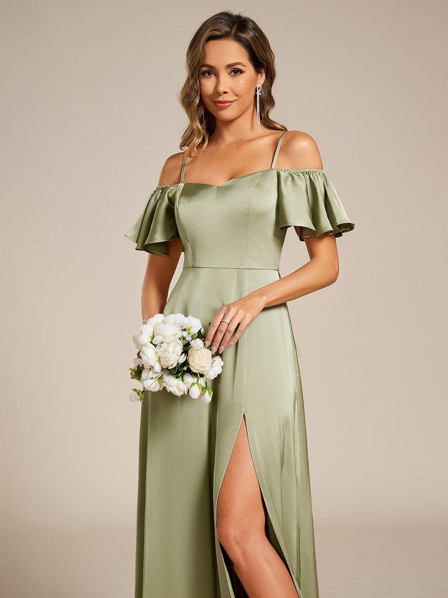 ever AUBREE|Off Shoulder Maxi Satin Bridesmaid Dress