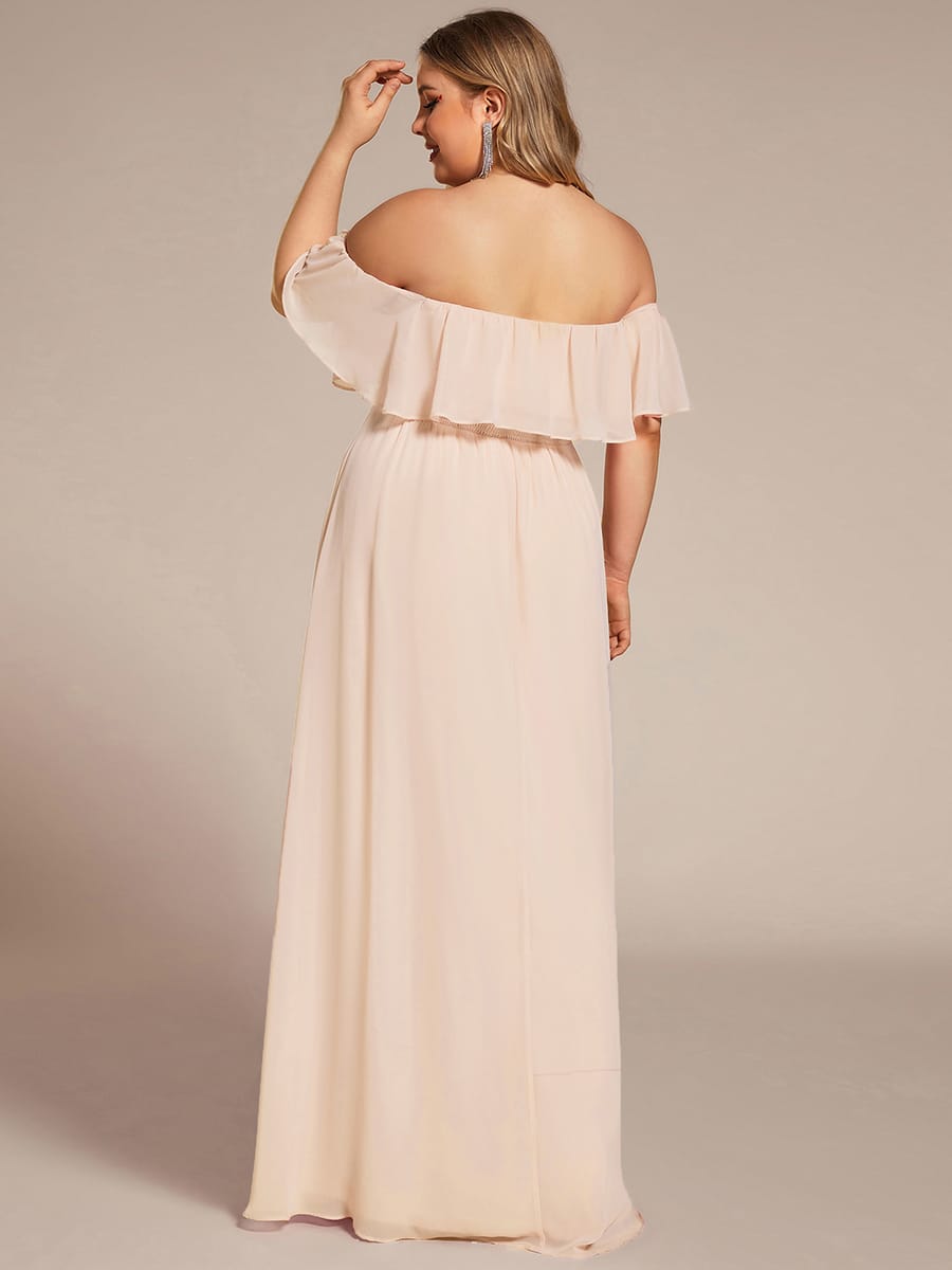 ever ÉMILE|Women's Off-The-Shoulder Ruffle Thigh Split Wedding Guest Dresses (Final Sale)