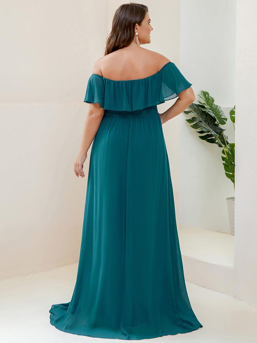 ever ÉMILE|Women's Off-The-Shoulder Ruffle Thigh Split Wedding Guest Dresses (Final Sale)