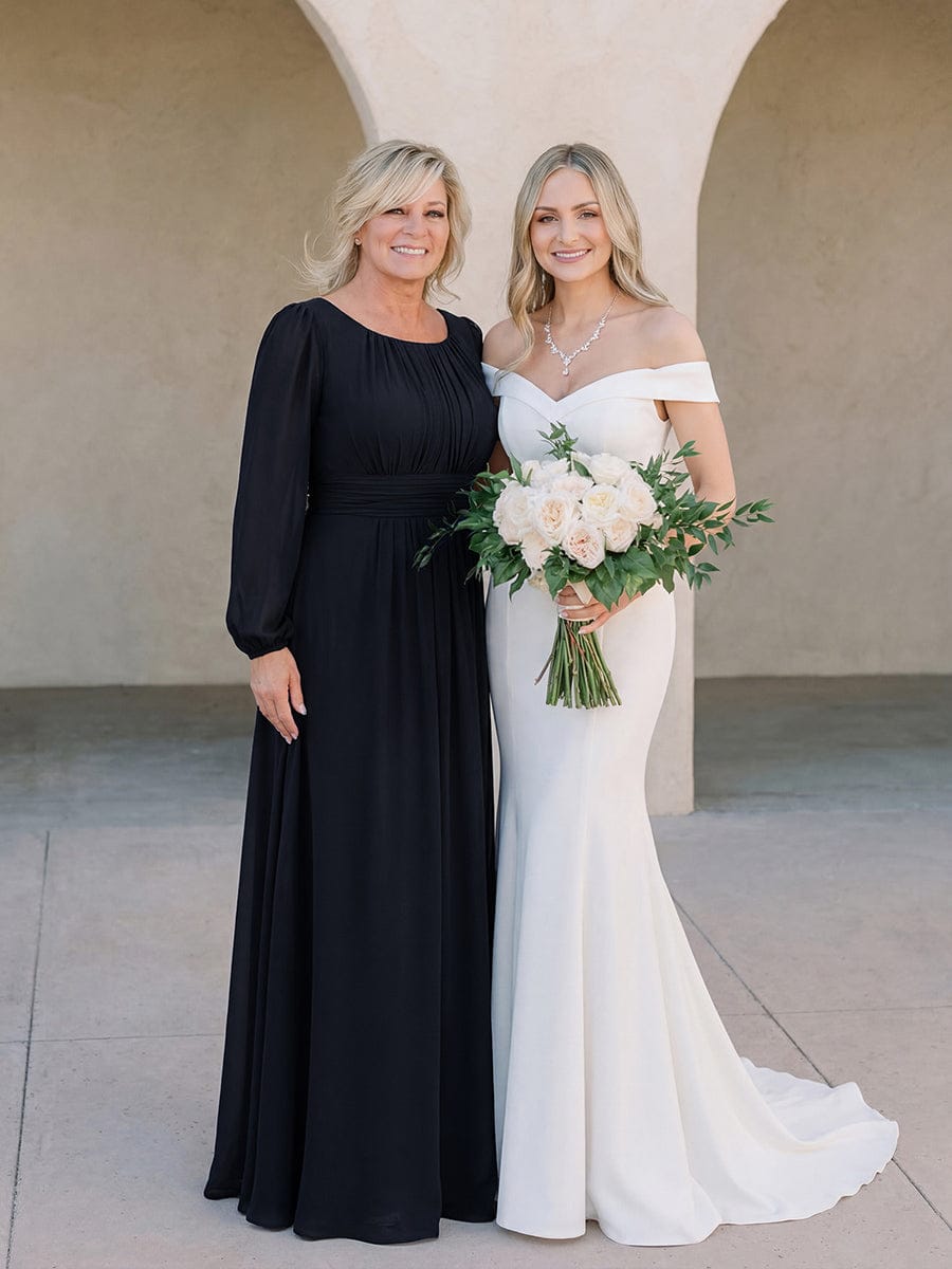 ever CELESTE|Chiffon Long Sleeve Floor Length Mother of The Bride Dress