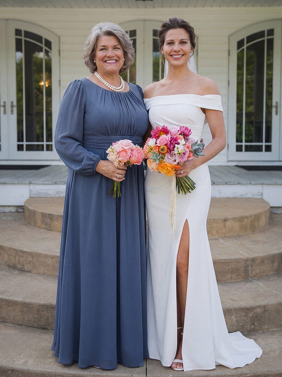 ever CELESTE|Chiffon Long Sleeve Floor Length Mother of The Bride Dress