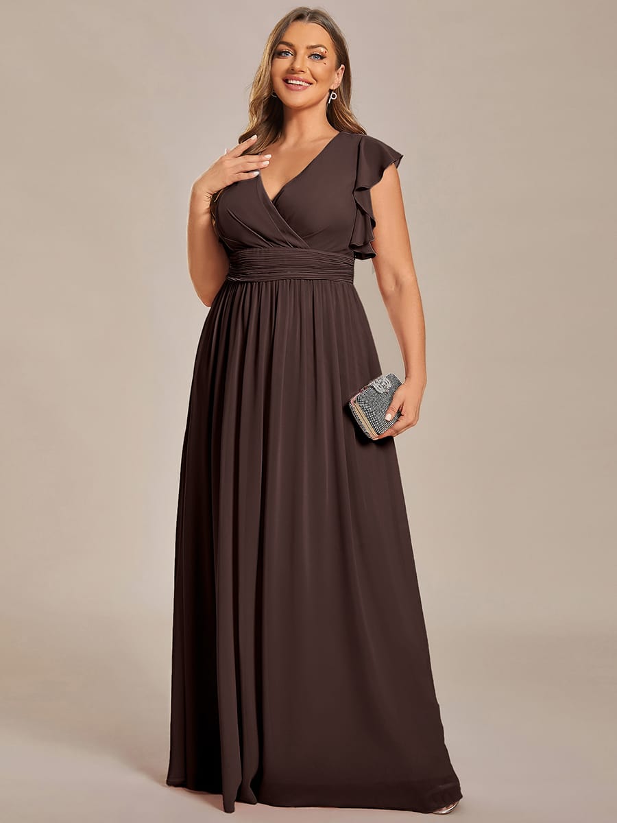 ever LILYANA|Elegant V-Neck Open Back Ruffled Sleeves Chiffon Bridesmaid Dress