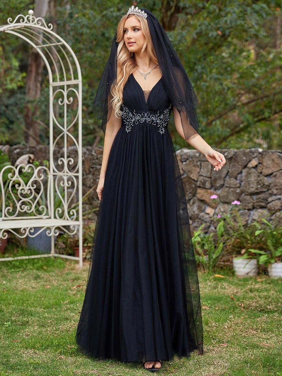Elegant Sleeveless V-Neck A-Line Dress in Black(Final Sale)
