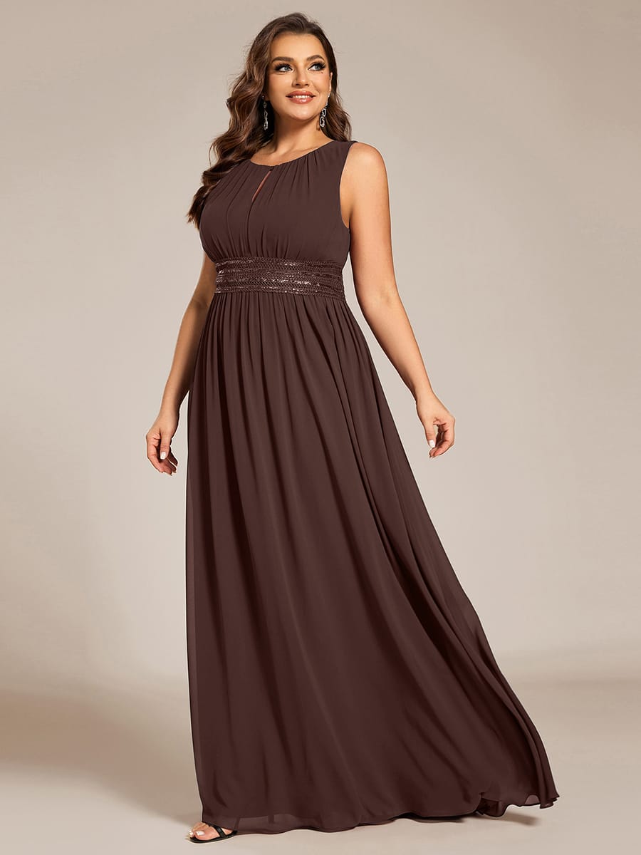 ever KALIA|A-Line Chiffon Round Neckline Evening Dress with Sleeveless and Pleats