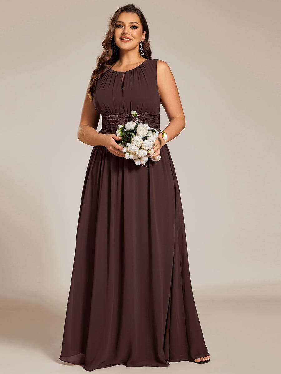 ever KALIA|A-Line Chiffon Round Neckline Evening Dress with Sleeveless and Pleats