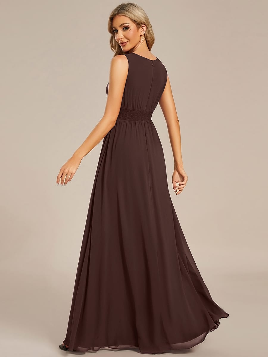 ever KALIA|A-Line Chiffon Round Neckline Evening Dress with Sleeveless and Pleats