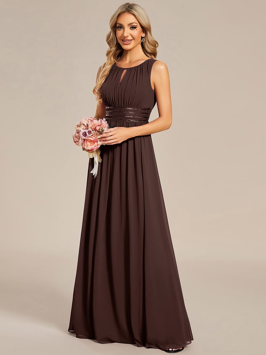 ever KALIA|A-Line Chiffon Round Neckline Evening Dress with Sleeveless and Pleats