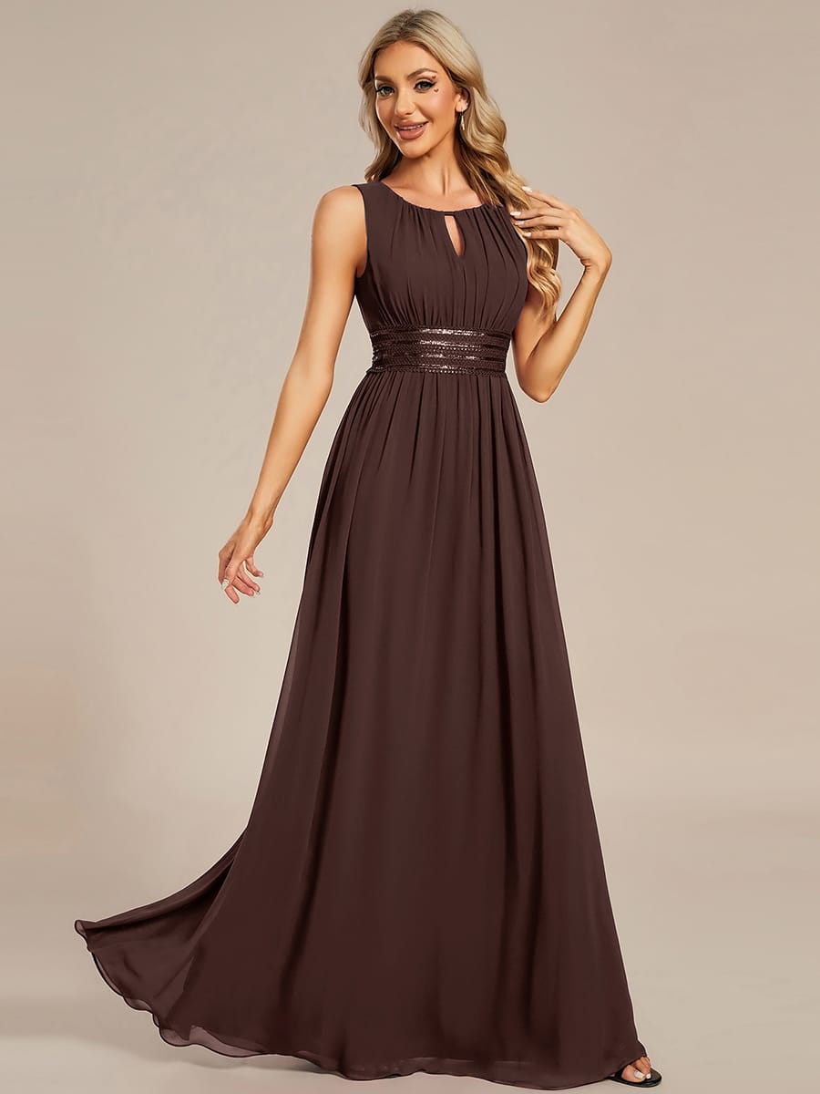 ever KALIA|A-Line Chiffon Round Neckline Evening Dress with Sleeveless and Pleats