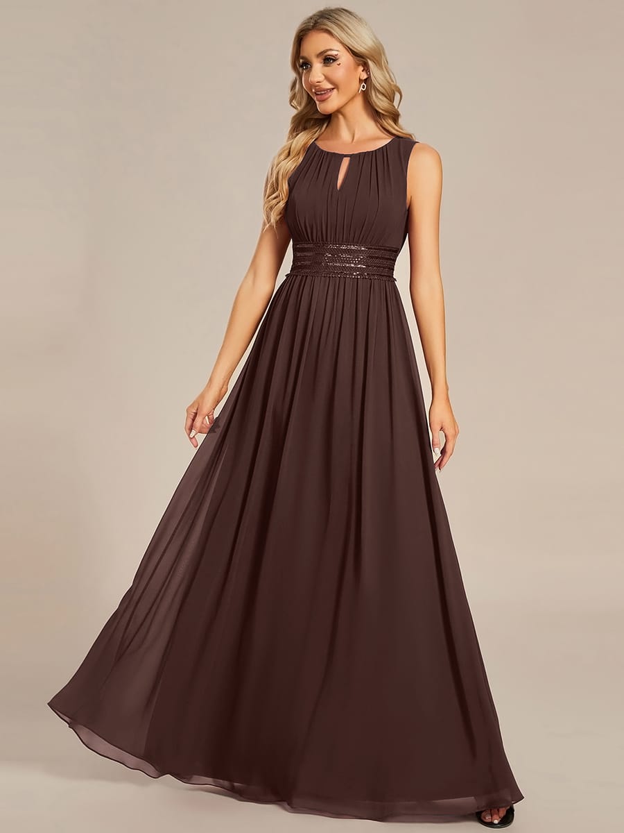ever KALIA|A-Line Chiffon Round Neckline Evening Dress with Sleeveless and Pleats