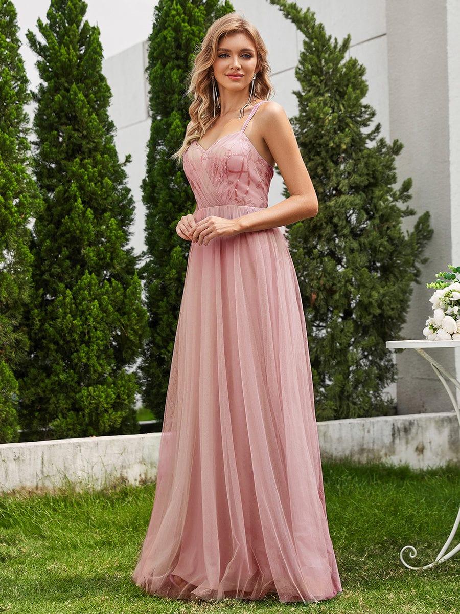ever LOGAN|Sleeveless Paillette Tulle Dress with Cross-Back Straps In Pink