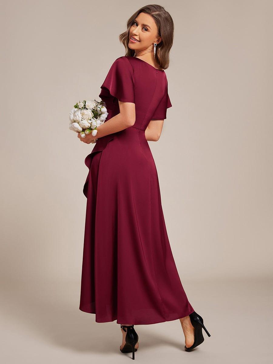 ever WYNTER|Elegant A-Line Satin Ruched High-Low Bridesmaid Dress