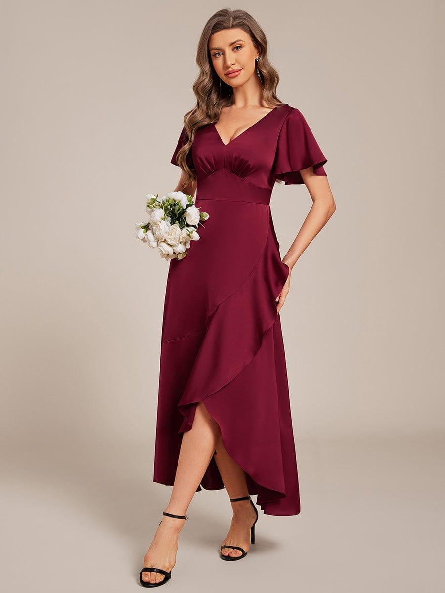 ever WYNTER|Elegant A-Line Satin Ruched High-Low Bridesmaid Dress