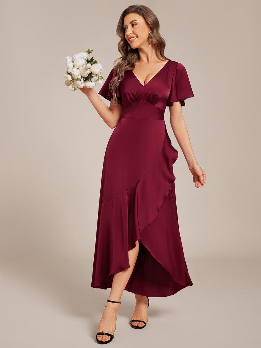 ever WYNTER|Elegant A-Line Satin Ruched High-Low Bridesmaid Dress