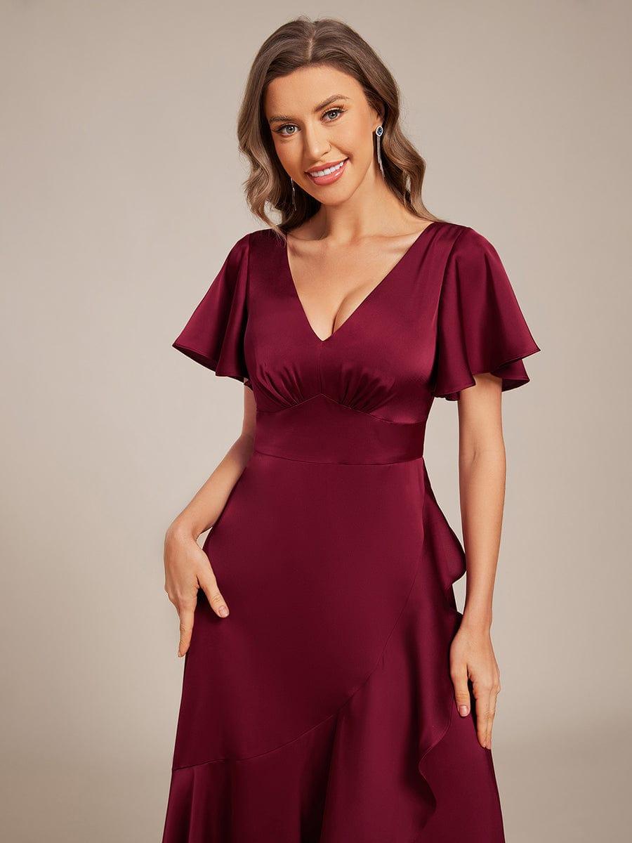 ever WYNTER|Elegant A-Line Satin Ruched High-Low Bridesmaid Dress