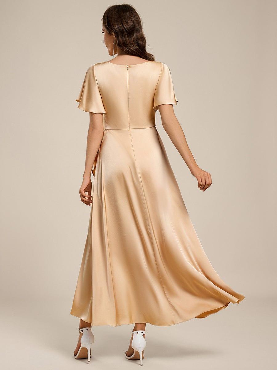 ever WYNTER|Elegant A-Line Satin Ruched High-Low Bridesmaid Dress