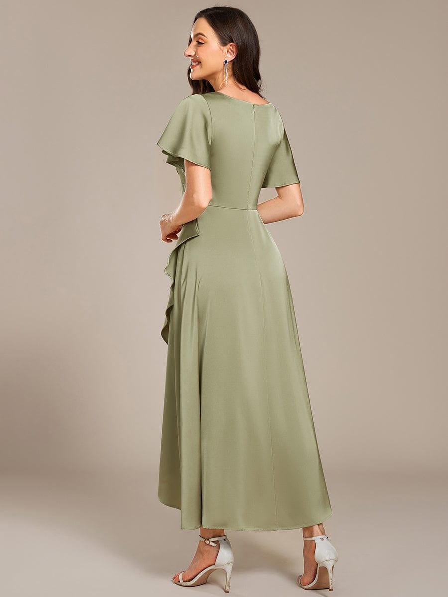 ever WYNTER|Elegant A-Line Satin Ruched High-Low Bridesmaid Dress