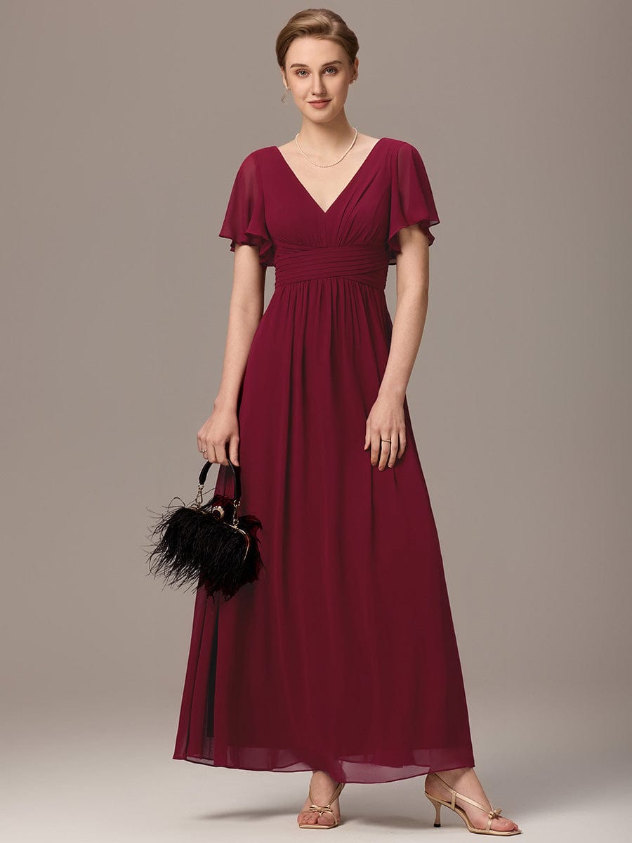 ever ARIANNE|V-neck Lace-up Back Chiffon Maxi Bridesmaid Dress