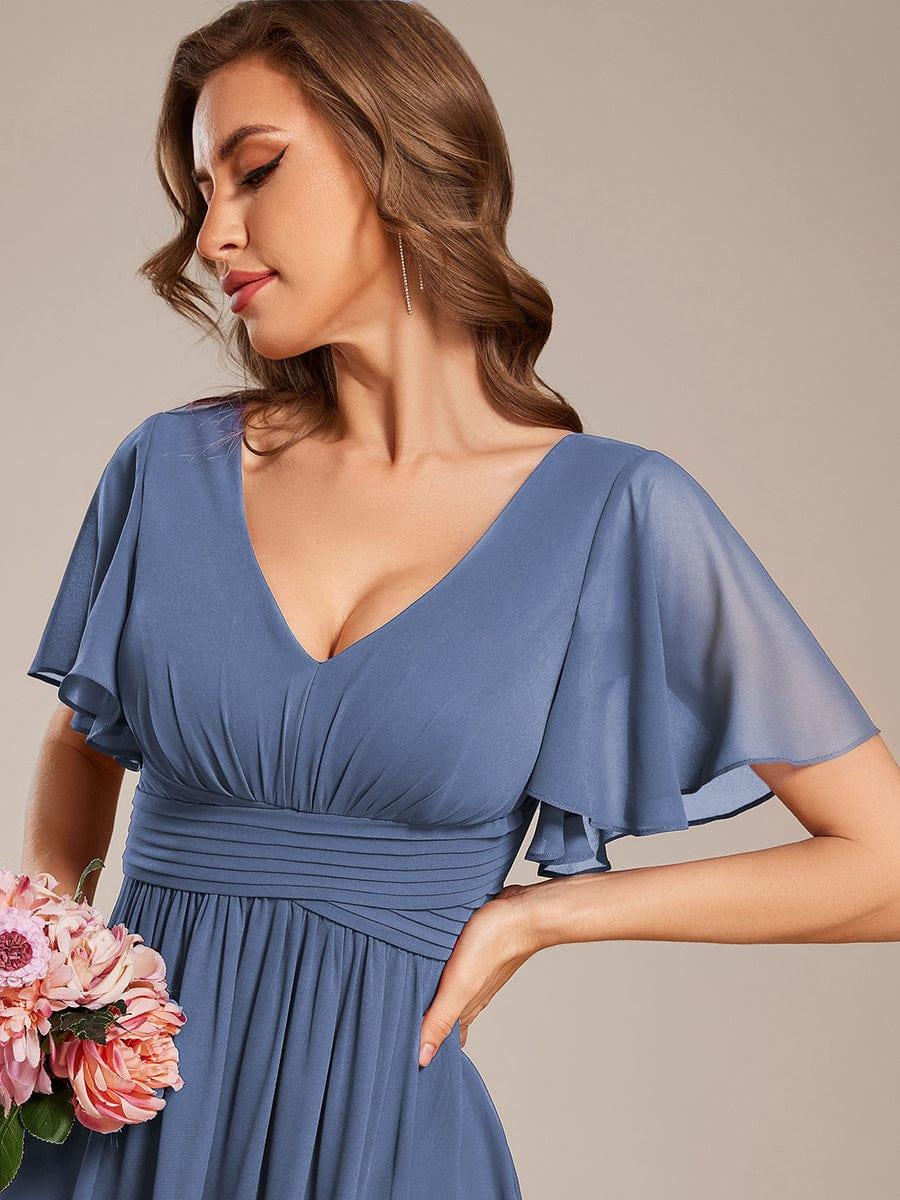 ever ARIANNE|V-neck Lace-up Back Chiffon Maxi Bridesmaid Dress