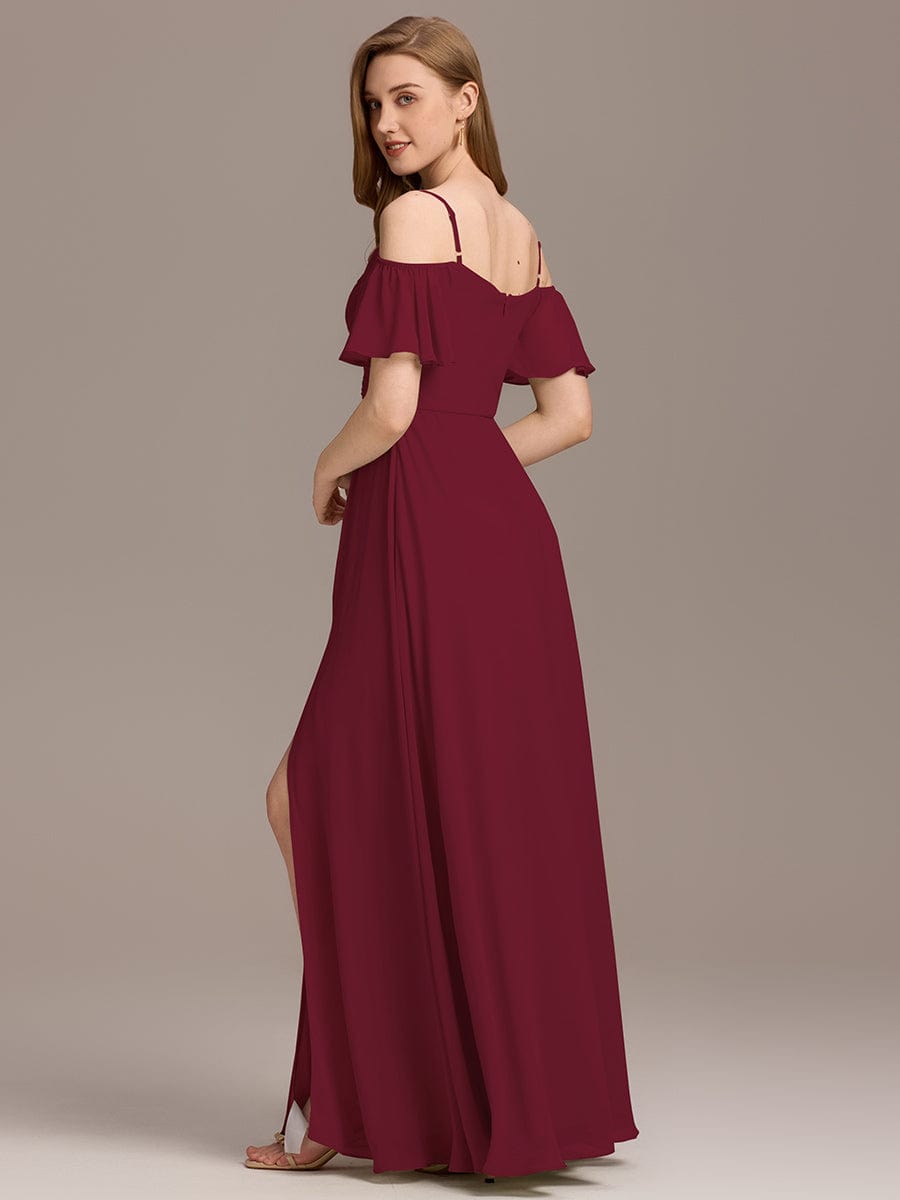 ever GRACIE|Off-Shoulder Pleated High Split Bridesmaid Dress