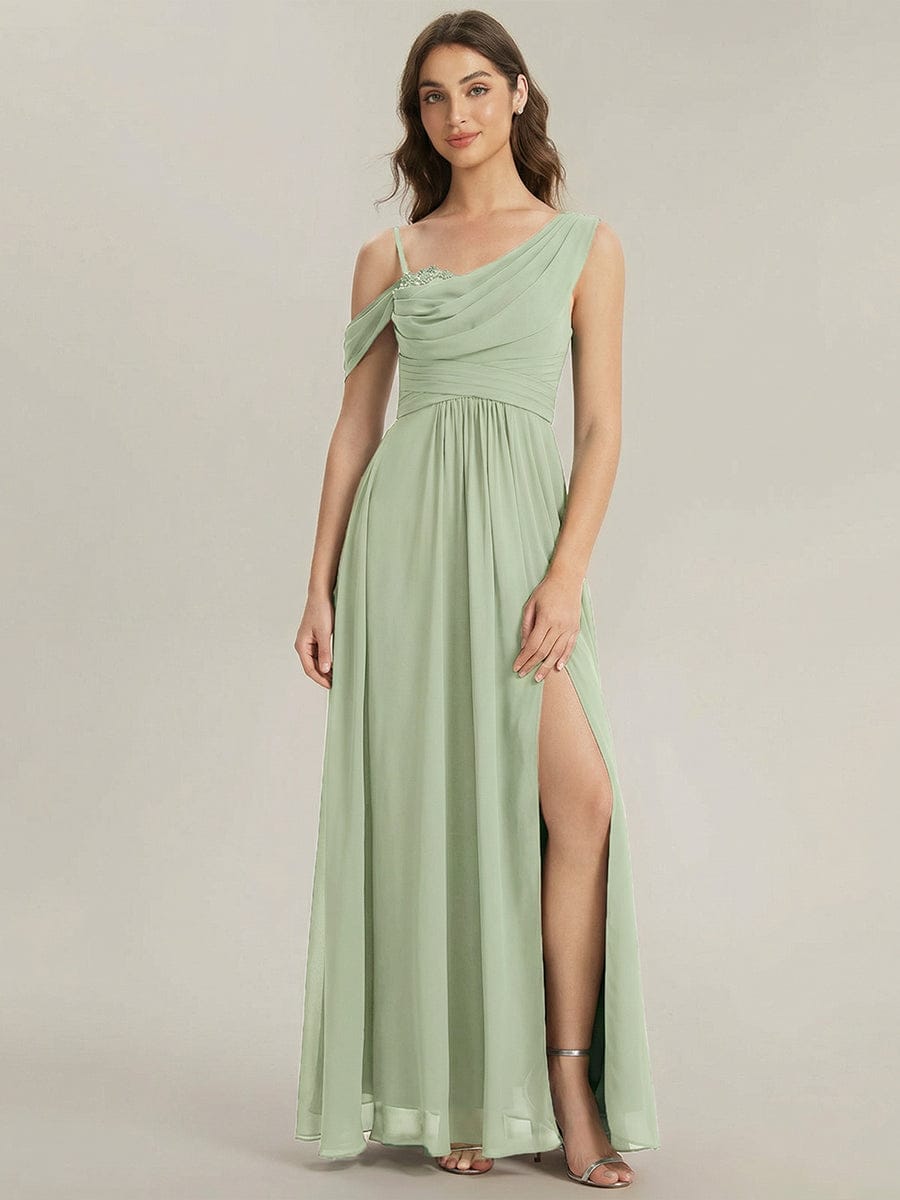Thigh-High Slit Chiffon Sleeveless Dress