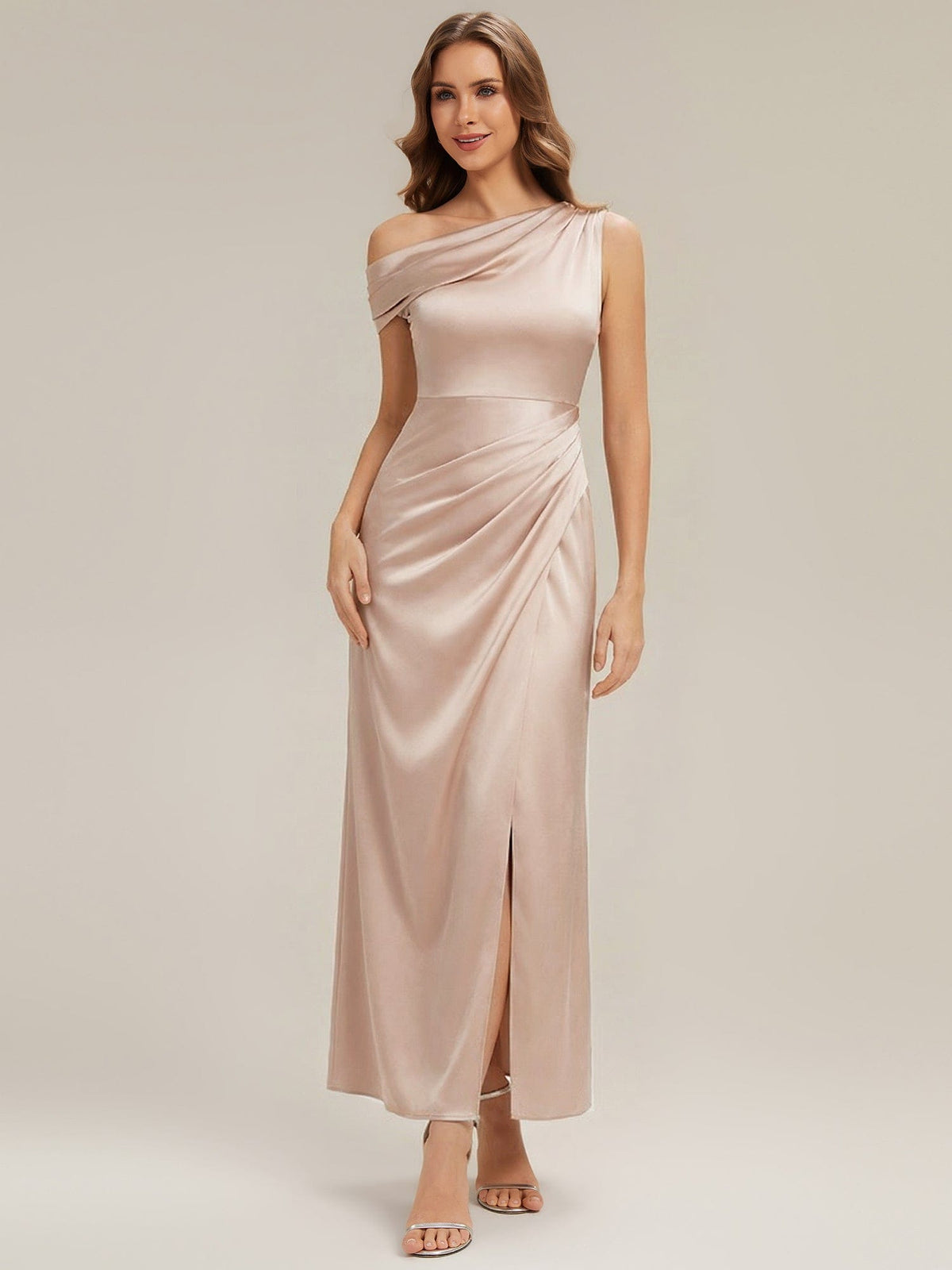ever OPAL|Convertible Satin Drop Shoulder Sleeve Wedding Guest Dress