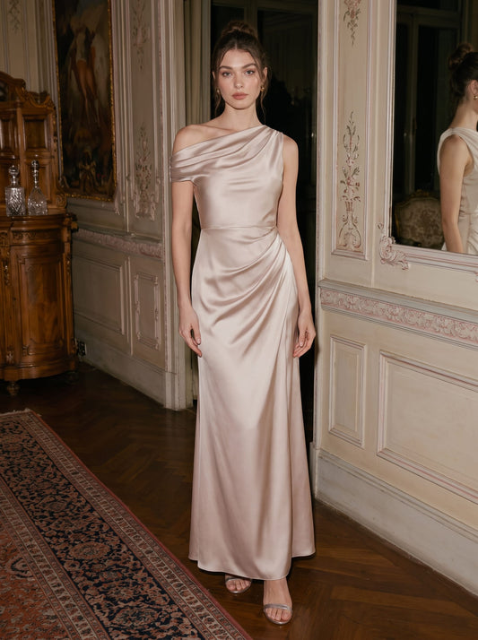 ever OPAL|Convertible Satin Drop Shoulder Sleeve Wedding Guest Dress