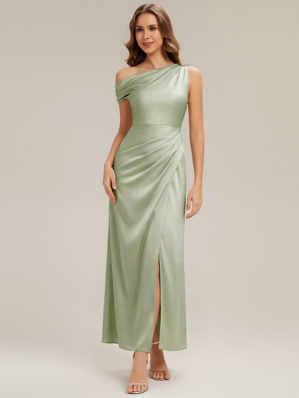 ever OPAL|Convertible Satin Drop Shoulder Sleeve Wedding Guest Dress