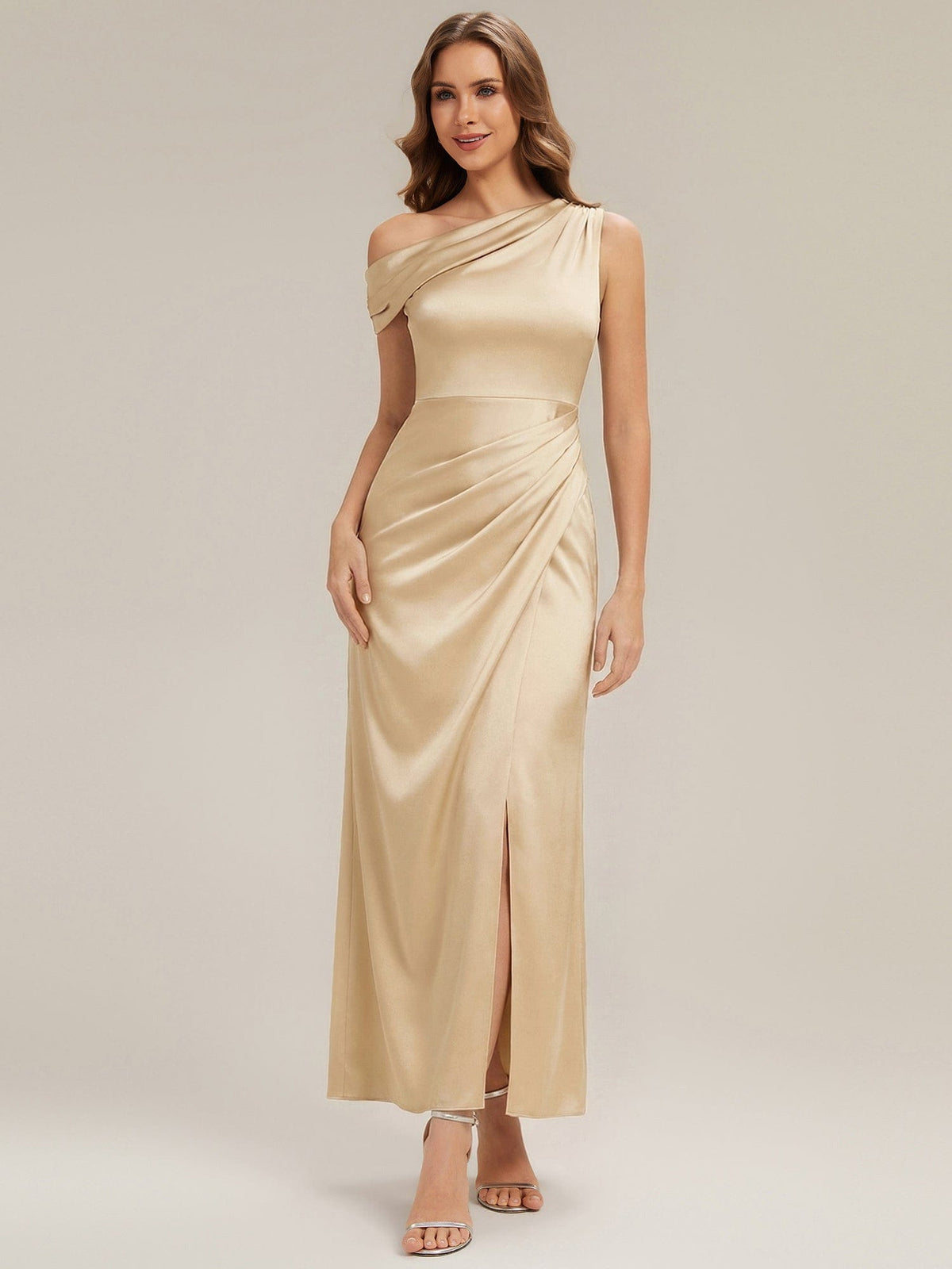 ever OPAL|Convertible Satin Drop Shoulder Sleeve Wedding Guest Dress
