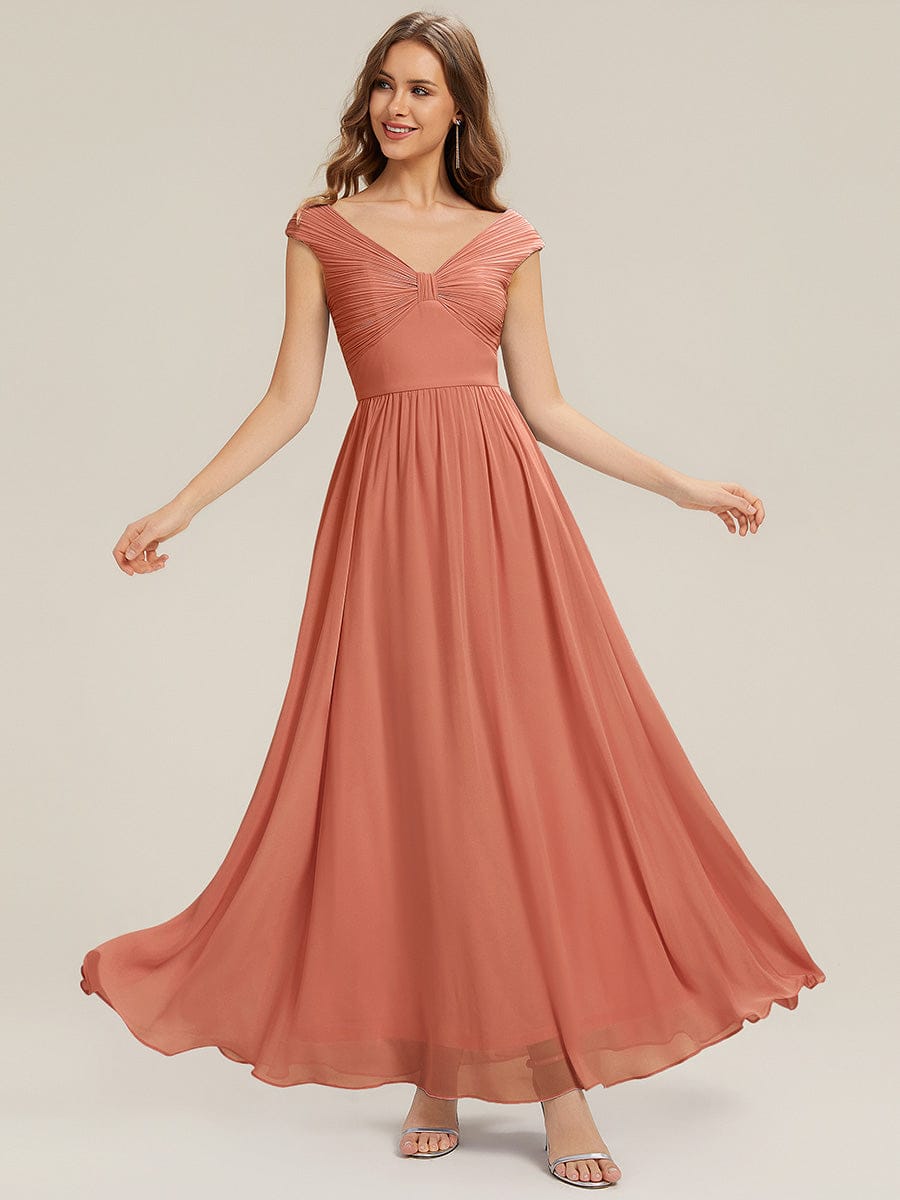 ever NEMI|Pleated Chiffon Cap Sleeve Dress