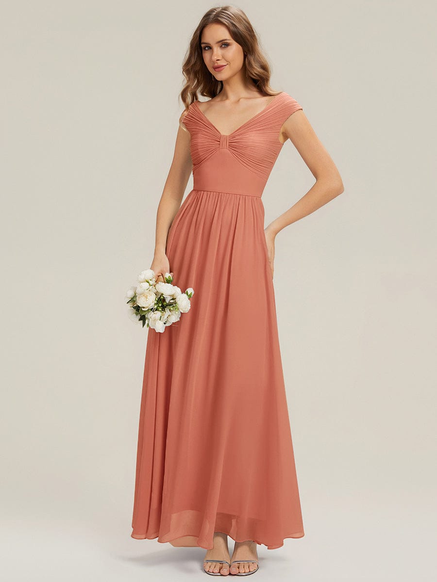 ever NEMI|Pleated Chiffon Cap Sleeve Dress