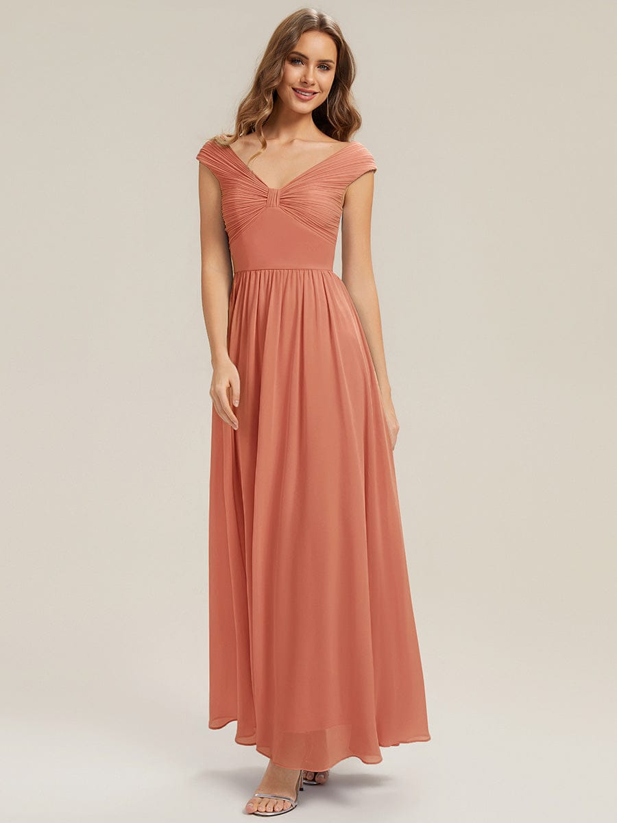 ever NEMI|Pleated Chiffon Cap Sleeve Dress