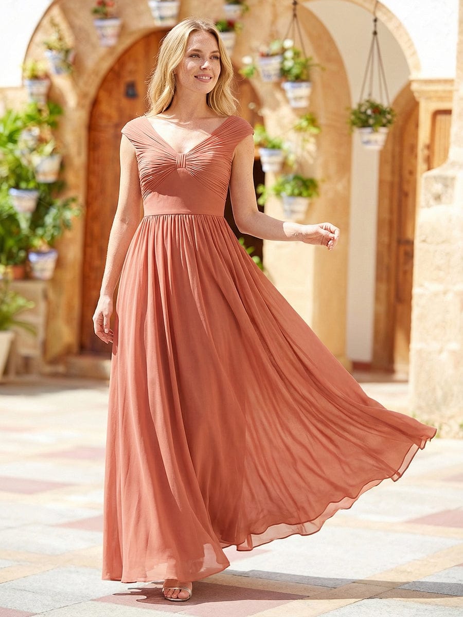 ever NEMI|Pleated Chiffon Cap Sleeve Dress