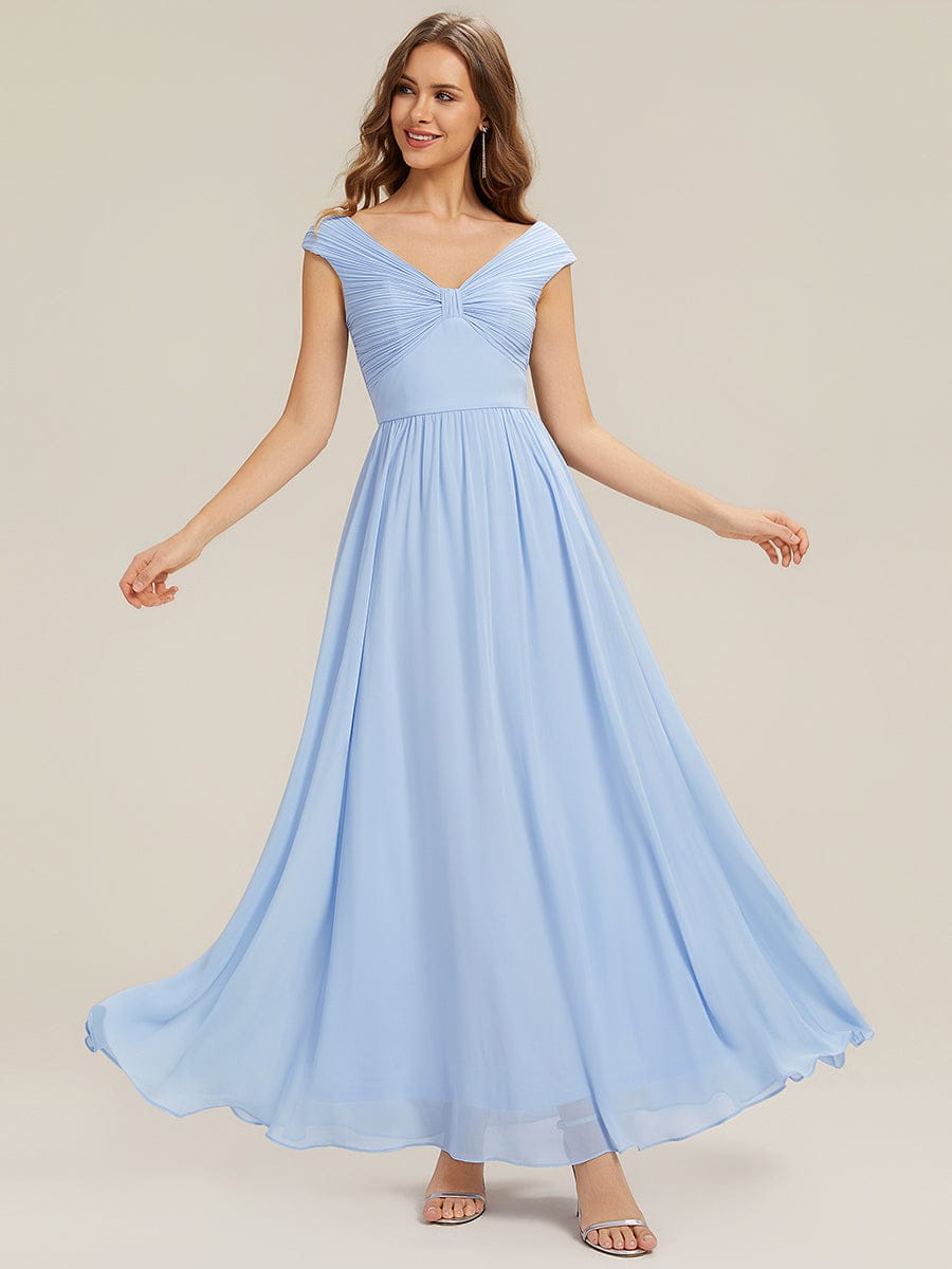 ever NEMI|Pleated Chiffon Cap Sleeve Dress